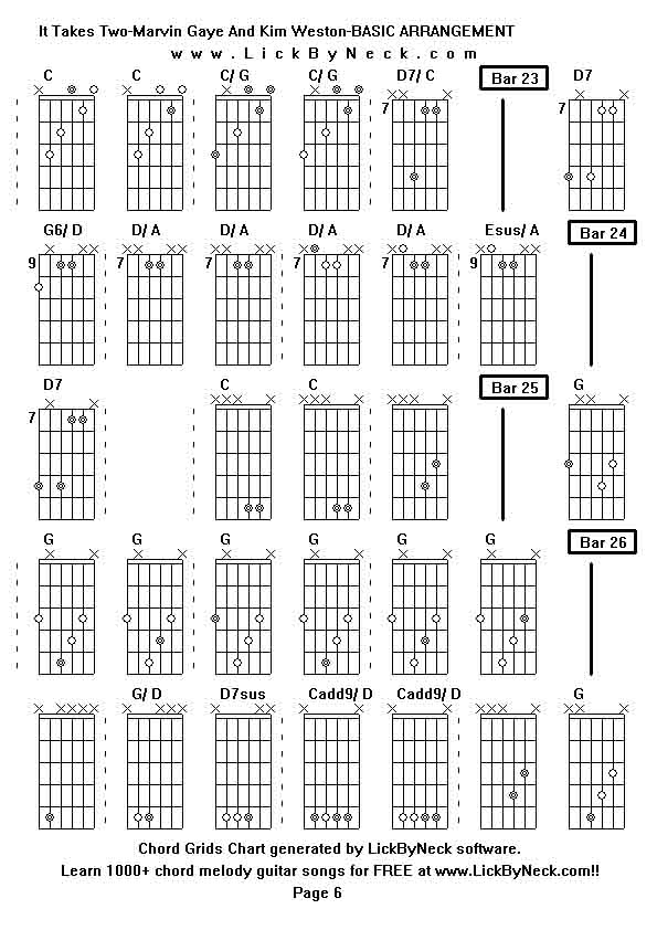 Chord Grids Chart of chord melody fingerstyle guitar song-It Takes Two-Marvin Gaye And Kim Weston-BASIC ARRANGEMENT,generated by LickByNeck software.